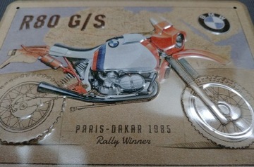 ПОСТЕР 15X20 BMW R80GS ПАРИЖ ДАКАР МОТОЦИКЛ ЛИСТОВОЙ МЕТАЛЛ