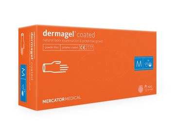 Rękawice lateksowe dermagel coated M 100 szt., rękawiczki jednorazowe
