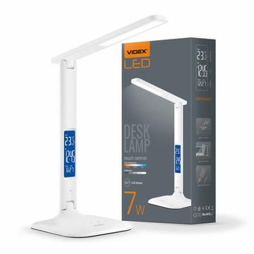 Lampka Biurkowa biała 5W LED 3000K-5500K ZEGAR KALENDARZ RIO