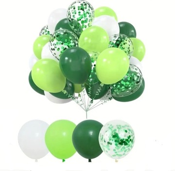 BALONY LATEKSOWE ZESTAW ZIELONO BIAŁY PIŁKARSKI konfetti dekoracja 40szt