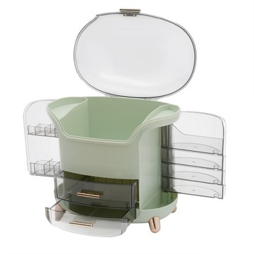 Коробочка для хранения косметики светло-зеленого цвета.