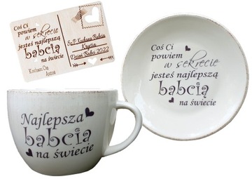 KUBEK 650ml z POCZTÓWKĄ, DLA BABCI, dzień babci