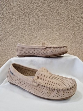 БЕЖЕВЫЕ ЛЕГКИЕ АЖУРНЫЕ МОКАСИНЫ BELLA PARIS на плоской подошве, размер 39