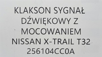 KLAKSON SIGNÁL ZVUKOVÝ Z DRŽÁKY NISSAN X-TRAIL T32
