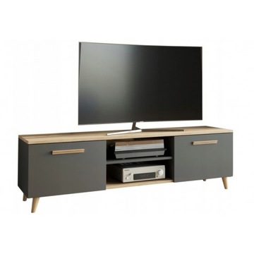 Szafka RTV w stylu skandynawskim Bergen 120 cm antracyt/artisan