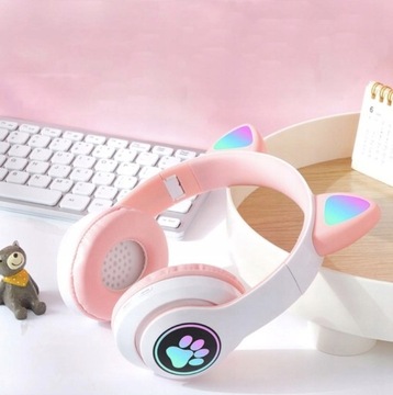 НАУШНИКИ ДЛЯ ДЕТЕЙ BLUETOOTH LED RGB CAT EARS