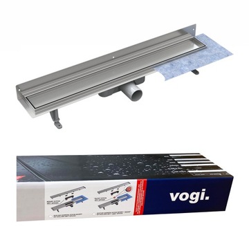 Odpływ liniowy PRZYŚCIENNY VOGI Duo pod płytkę 80 cm NISKI SYFON fi 50 stal