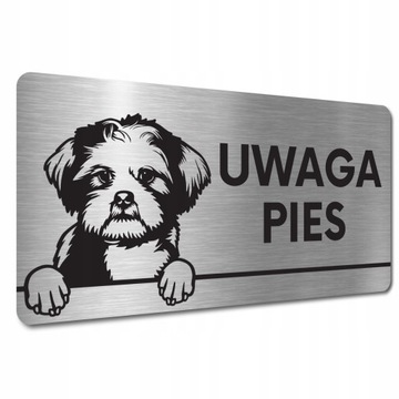 TABLICZKA UWAGA PIES GROŹNY ZŁY PIES Lhasa apso TABLICZKA UWAGA ZŁY PIES