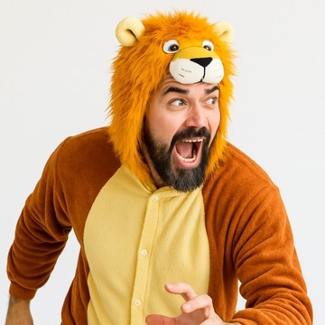Piżama Onesie Kigurumi Kostium Przebranie Lew XXL: 185 - 195cm