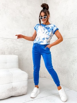 ЖЕНСКИЙ ВЕЛЮРОВЫЙ КОМПЛЕКТ СПОРТИВНЫЙ КОСТЮМ БЛУЗКА С ПРИНТОМ ЦВЕТ ЦВЕТЫ РАЗМЕРЫ