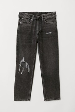 H&M Slim High Cropped Jeans Dżinsy z dziurami z wysokim stanem damskie 36 S