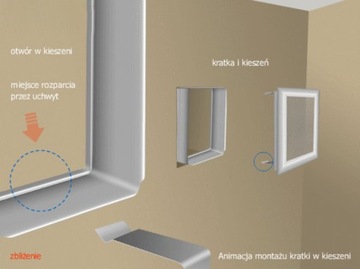 Kratka kominkowa z żaluzją 17x17cm biała