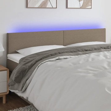 vidaXL Zagłówek do łóżka z LED, taupe, 180x5x78/88 cm, tkanina