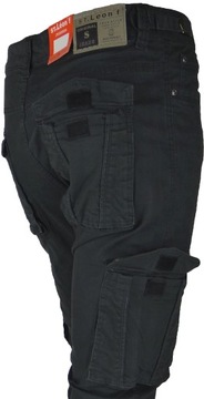 Spodnie BOJÓWKI W35 L32 Antracytowe ST Leon Rozciągliwe Różne Rozmiary