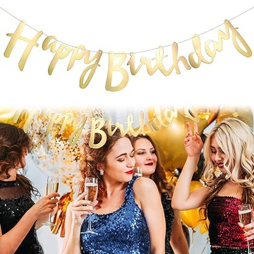 Napis Happy Birthday Girlanda Brokat 5 metrów
