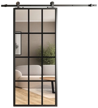 Drzwi Przesuwne Szklane Loft 85 Lustro 12 Pól