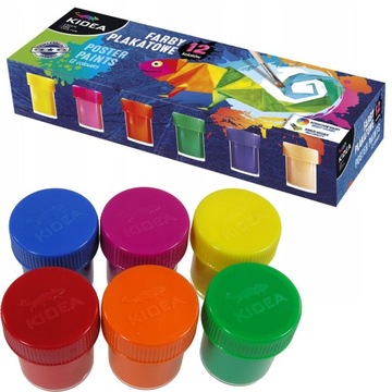 12 ЦВЕТНЫХ КРАСОК ДЛЯ ПОСТЕРОВ KIDEA