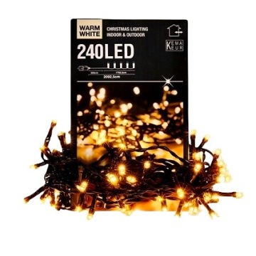 РОЖДЕСТВЕНСКИЕ ОГНИ 240 LED ТЁПЛЫЙ БЕЛЫЙ ВНУТРИ/СНАРУЖИ РОЖДЕСТВЕНСКОЕ ОСВЕЩЕНИЕ 20м
