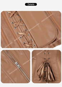 Brown Leather Corset Top for Women Red Sexy Linger