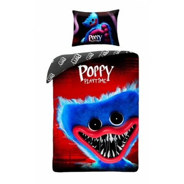 Pościel bawełniana 140x200 Poppy Playtime gra poszewka czerwona