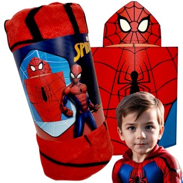 Poncho kąpielowe ręcznik kąpielowy Spider-Man Spider z kapturem 60 x 60 cm