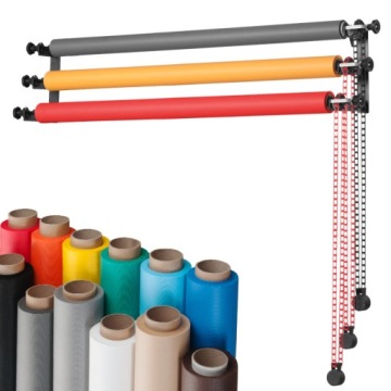 System zawieszania teł + 3x tło 2.7x5m do studia