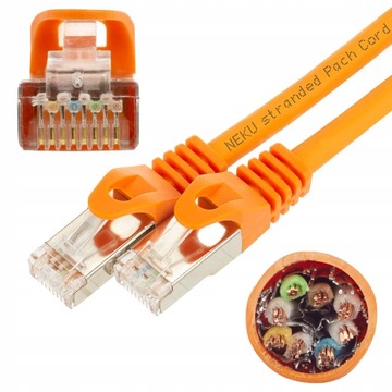 NEKU Kabel Patchcord S/FTP kat.7 pomarańczowy 15m