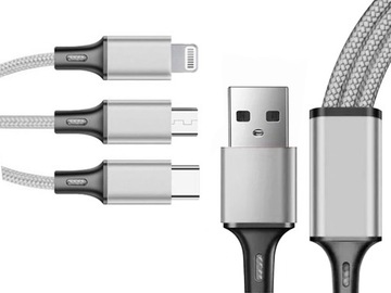 USB-КАБЕЛЬ 3 В 1 ДЛЯ ТЕЛЕФОНА LIGHTNING IPHONE КАБЕЛЬ MICRO USB TYPE-C 1,2 М
