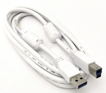 Kabel USB 3.0 A-B, FERRYT, JAKOŚĆ! BIAŁY NOWY 1.8m