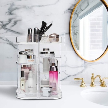 Квадратный органайзер для макияжа, вращающийся на 360 градусов, с 5 большими лотками