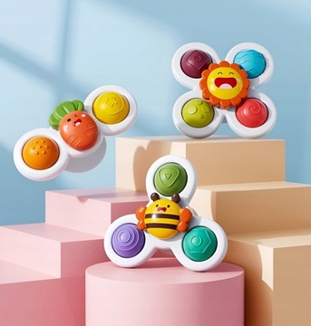 3 X ИГРУШКА ДЛЯ ВАННЫ FIDGET SPINER СЕНСОРНАЯ ПОГРЕМКА С ПРИСОСКОЙ