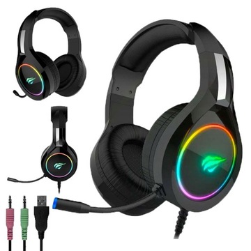 HAVIT SŁUCHAWKI GAMINGOWE H2232 PRZEWODOWE NAUSZNE DLA GRACZY LED RGB USB