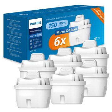 Zestaw 6 filtrów Philips Micro X-Clean AWP212 do dzbanka filtrujacego