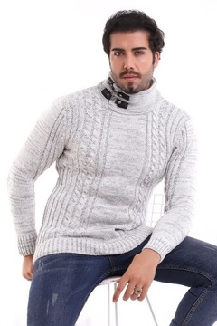 Мужской толстый теплый шерстяной свитер с высоким воротником