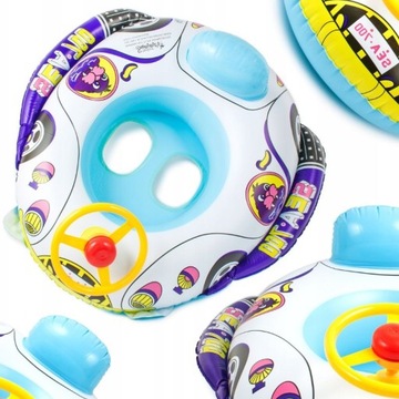 KOŁO DMUCHANE AUTKO AUTO Z SIEDZISKIEM KIEROWNICĄ I KLAKSONEM SAMOCHÓD