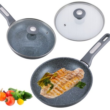 PATELNIA GRANITOWA GŁĘBOKA POKRYWKA INDUKCJA GAZ - 24cm, NOWOŚĆ