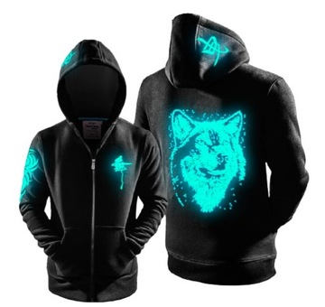 MĘSKA BLUZA NADRUK ŚWIECĄCY W CIEMNOŚCI WOLF S