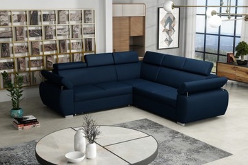 granatowy narożnik BOSTON VII wygodna rogówka duże spanie uniwersalna sofa