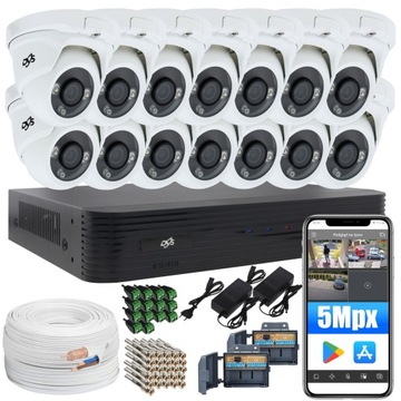 ZESTAW 14 ZEWNĘTRZNYCH KAMER MONITORING DOMU ANALOG 5MPx DVS BIURO SKLEP