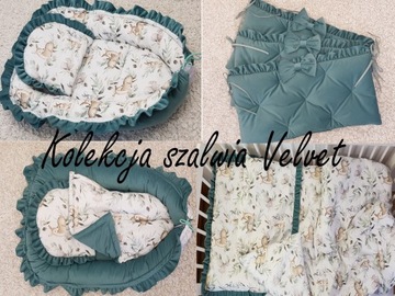 Переноска для кукол из стеганого БАРХАТА, с подстилкой, гондола 45 см.