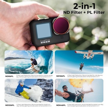 Набор фильтров CPL ND PL ND8 ND16 ND32 ND64 для GoPro HERO 9 10 11 BLACK K&F