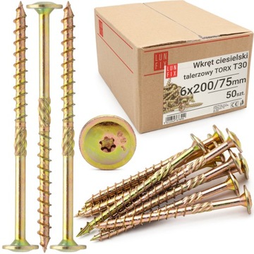 Wkręty ciesielskie 6x200 TORX talerzowe WKCP 50szt