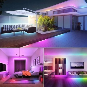 RGB СВЕТОДИОДНАЯ ЛЕНТА 10М ЦВЕТНАЯ С ДИСТАНЦИОННЫМ УПРАВЛЕНИЕМ 2x 5М ВОДОНЕПРОНИЦАЕМАЯ SMD ЛЕНТА 5050 230В