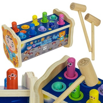 DREWNIANA GRA ZRĘCZNOŚCIOWA EDUKACYJNA WBIJAK DLA DZIECKA