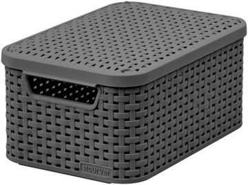 98594 CURVER KOSZYK RATTAN Z POKRYWĄ SZARY STYLE