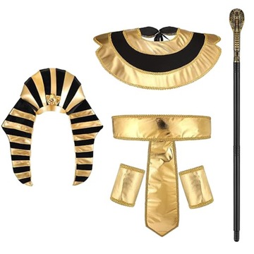 Męskie egipskie akcesoria do kostiumów Przedstawienie sceniczne King Tut z kapeluszem i laską