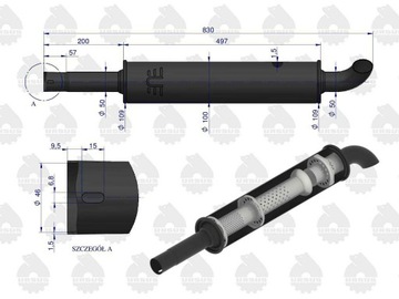 Глушитель короткий круглый 830мм 4,1кг C-330 ЭМАЛЬ ОРИГИНАЛ УРСУС