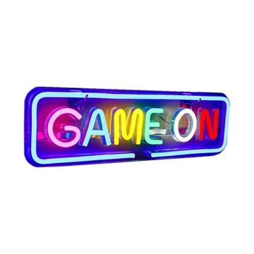 Napis neon LED Game On KOLOROWY do pokoju gamera nastolatka chłopca gracza
