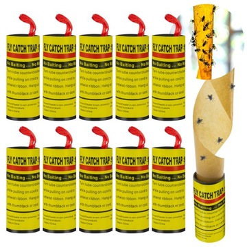 LEP PUŁAPKA LEPOWA NA MUCHY MUSZKI OWOCÓWKI 10 SZT