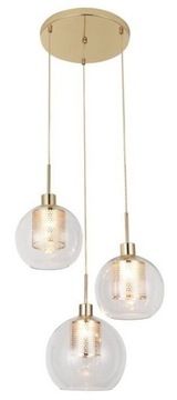 Złota trzypunktowa lampa wisząca do salonu